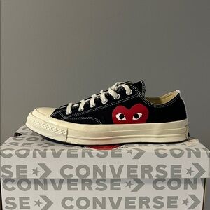 Comme des Garcons Play Black Canvas Sneakers with Red Heart